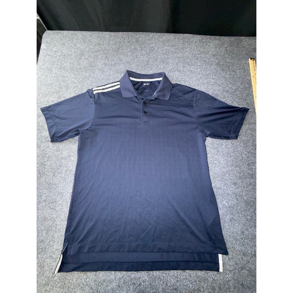 Adidas Mens Climalite Polo Shirt Navy Blue 3-Stripe Short Sleeve Large
